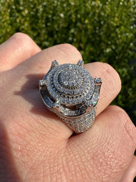 Italiano Silver, Inc. 3.38ct Real Diamond Hip Hop Solid 14k White Gold Iced King Crown Micropave Ring