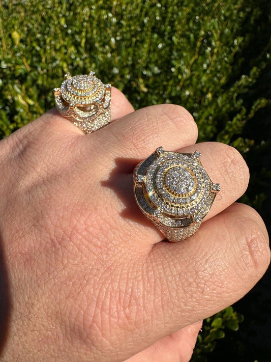 Italiano Silver, Inc. 3.38ct Real Diamond Hip Hop Solid 14k Yellow Gold Iced King Crown Micropave Ring