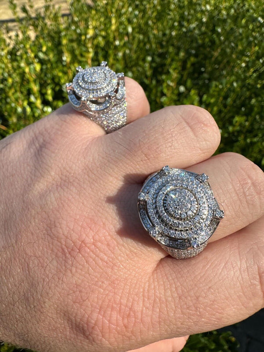 Italiano Silver, Inc. 3.38ct Real VVS Diamond Hip Hop Solid 925 Natural Silver Iced King Crown Ring