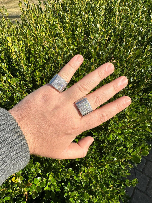 Italiano Silver, Inc. 4.47ct Real Diamond Hip Hop Natural 925 Sterling Silver Iced Square Mens Ring