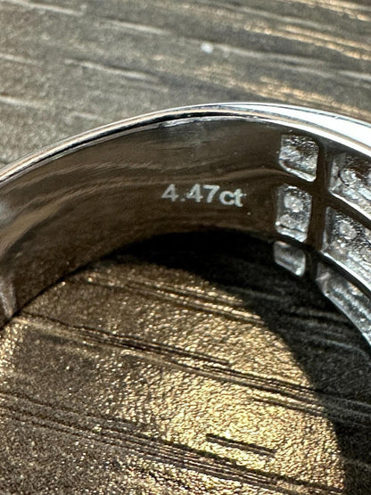 Italiano Silver, Inc. 4.47ct Real Diamond Hip Hop Natural 925 Sterling Silver Iced Square Mens Ring