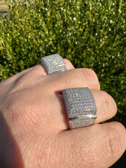 Italiano Silver, Inc. 4.47ct Real Diamond Hip Hop Natural 925 Sterling Silver Iced Square Mens Ring