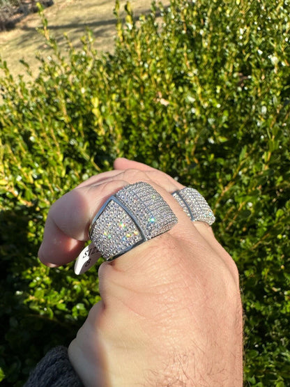 Italiano Silver, Inc. 4.47ct Real Diamond Hip Hop Natural 925 Sterling Silver Iced Square Mens Ring