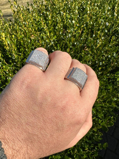 Italiano Silver, Inc. 4.47ct Real Diamond Hip Hop Natural 925 Sterling Silver Iced Square Mens Ring