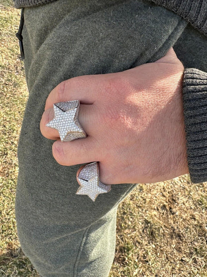 Italiano Silver, Inc. 4.99ct Real Diamond Hip Hop Real Natural 925 Silver Iced Star Ring Size 6-13