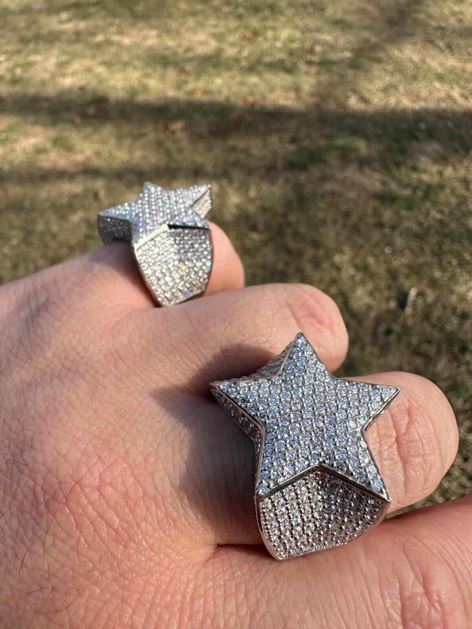 Italiano Silver, Inc. 4.99ct Real Diamond Hip Hop Real Natural 925 Silver Iced Star Ring Size 6-13