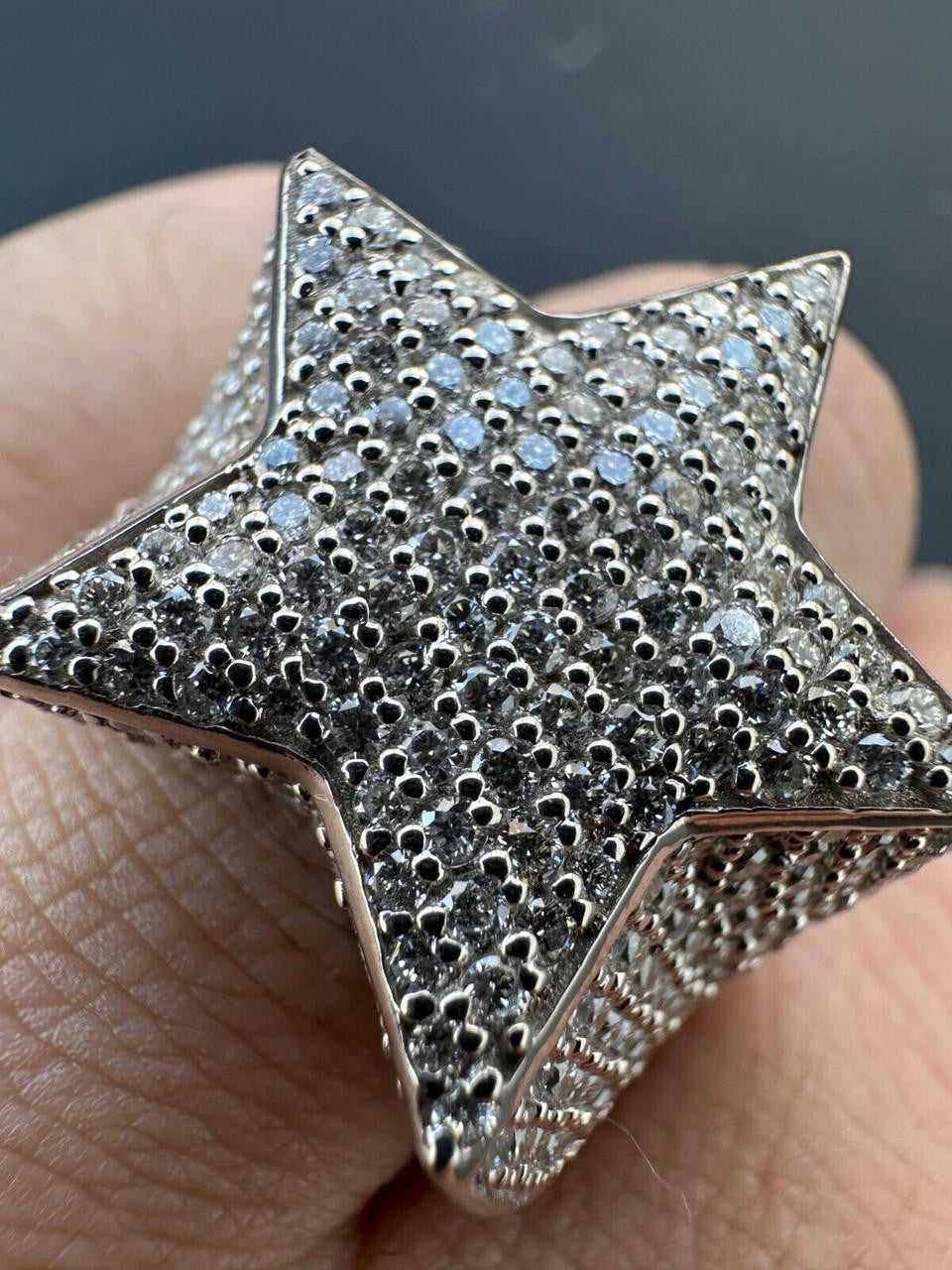 Italiano Silver, Inc. 4.99ct Real Diamond Hip Hop Real Natural 925 Silver Iced Star Ring Size 6-13