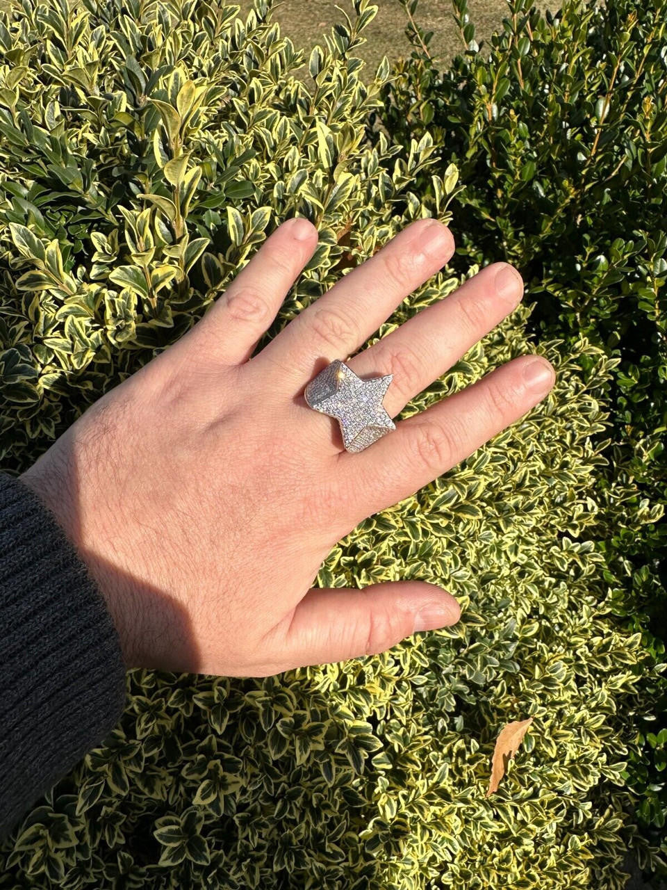 Italiano Silver, Inc. 4.99ct Real Diamond Hip Hop Real Natural 925 Silver Iced Star Ring Size 6-13