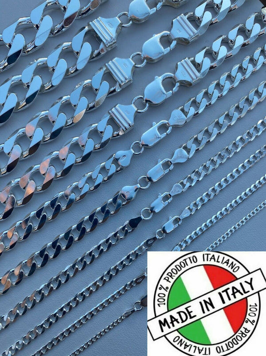Italiano Silver, Inc 925 Sterling Silver Miami Cuban Link Chain Or Bracelet ITALY Curb