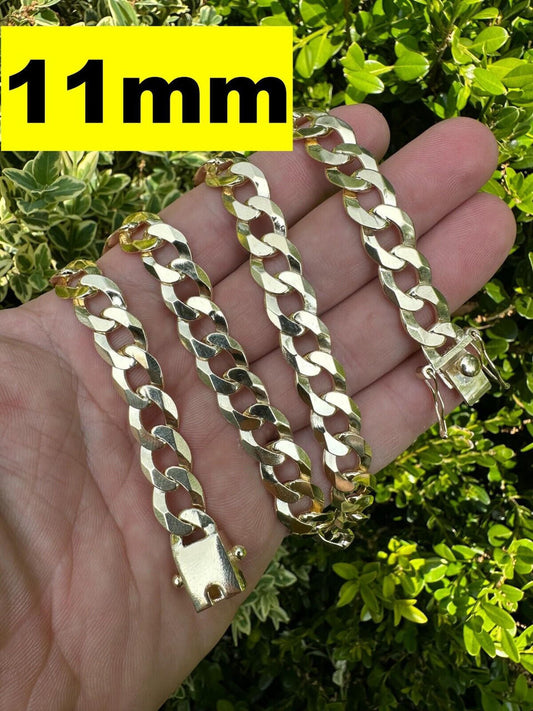 Italiano Silver, Inc. Curb Cuban Link Chain Necklace Bracelet Real 14k Gold Plated 925 Silver Box Lock