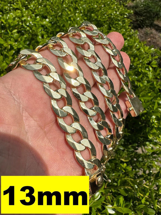 Italiano Silver, Inc. Curb Cuban Link Chain Necklace Bracelet Real 14k Gold Plated 925 Silver Box Lock