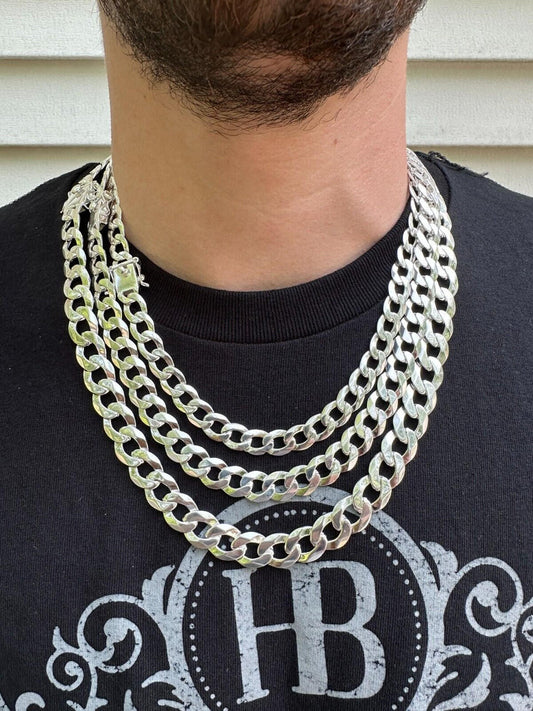 Italiano Silver, Inc. Curb Cuban Link Chain Necklace Bracelet Real 925 Sterling Silver Sleek Box Clasp