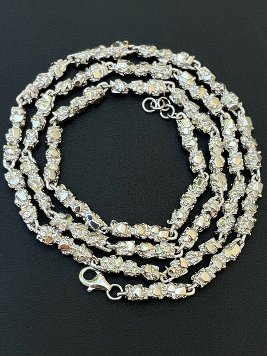 Italiano Silver, Inc Custom Handmade Solid 925 Sterling Silver Nugget Link Chain Necklace 5mm 18-30