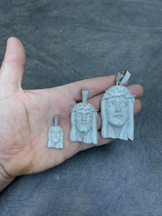 Italiano Silver, Inc Fully Iced MOISSANITE Jesus Piece Pendant Pass Diamond Tester Hip Hop 925 Silver