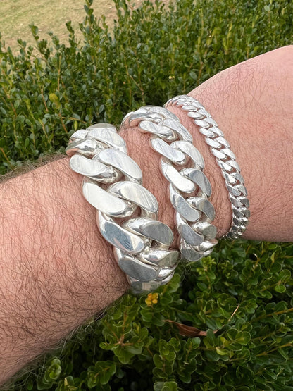 Italiano Silver, Inc. Handmade Tight Link Miami Cuban Chains Bracelets In 999 Silver - MADE TO ORDER In 2-3 Weeks