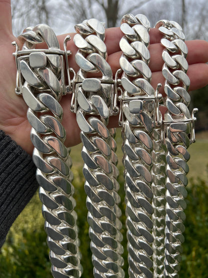 Italiano Silver, Inc. Handmade Tight Link Miami Cuban Chains Bracelets In 999 Silver - MADE TO ORDER In 2-3 Weeks