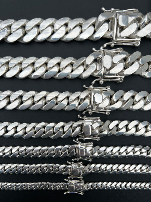 Italiano Silver, Inc. Handmade Tight Link Miami Cuban Chains Bracelets In 999 Silver - MADE TO ORDER In 2-3 Weeks