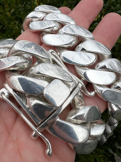 Italiano Silver, Inc. Handmade Tight Link Miami Cuban Chains Bracelets In 999 Silver - MADE TO ORDER In 2-3 Weeks