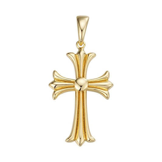 Italiano Silver, Inc. Hearts Chrome Cross Pendant - 14k Gold Vermeil 925 Silver - 3 Sizes 1"-2.5"
