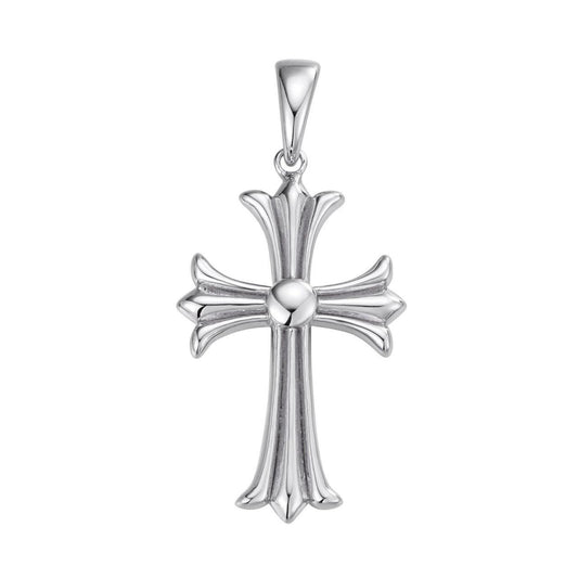 Italiano Silver, Inc. Hearts Chrome Cross Pendant - 925 Silver - 3 Sizes 1"-2.5"