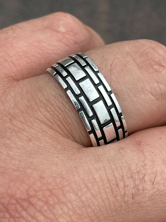 Italiano Silver, Inc Mens Plain Ring Real 925 Silver and Black Oxidized Wedding Band Size 8 9 10 11 12
