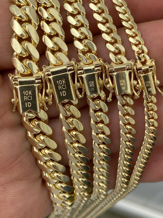 Italiano Silver, Inc Mens Solid 10k Yellow Gold Miami Cuban Link Chain Or Bracelet Box Lock Necklace
