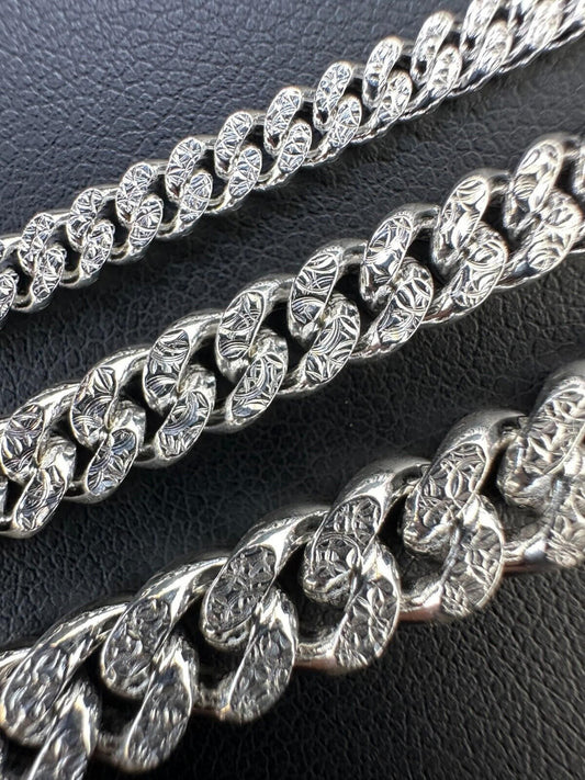 Italiano Silver, Inc. Miami Cuban Chain Diamond Cut Real 925 Sterling Silver Bracelet Necklace 3-7mm