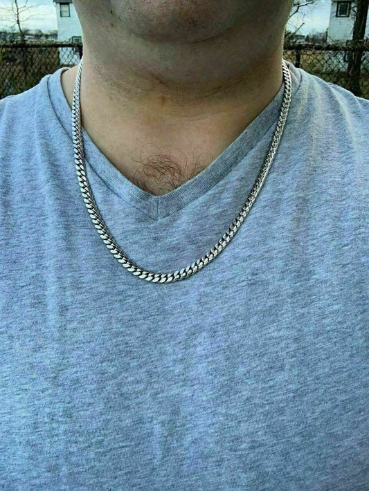 Italiano Silver, Inc Miami Cuban Link Chain Real Solid 925 Silver ITALY Heavy 6mm 18-30 Box Lock