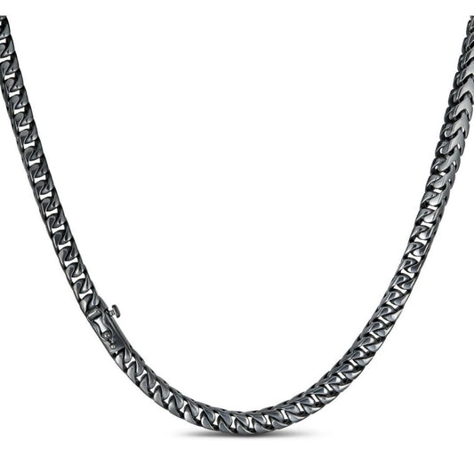 Italiano Silver, Inc. Modern Black Franco Link Chain Necklace W. Box Lock - Black Rhodium Over 925 Sterling Silver - 18"-30" - 6mm