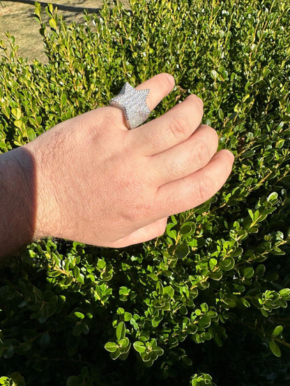 Italiano Silver, Inc. MOISSANITE Real 925 Silver Iced Baguette Star Ring MOISSANITE Pass Diamond Test