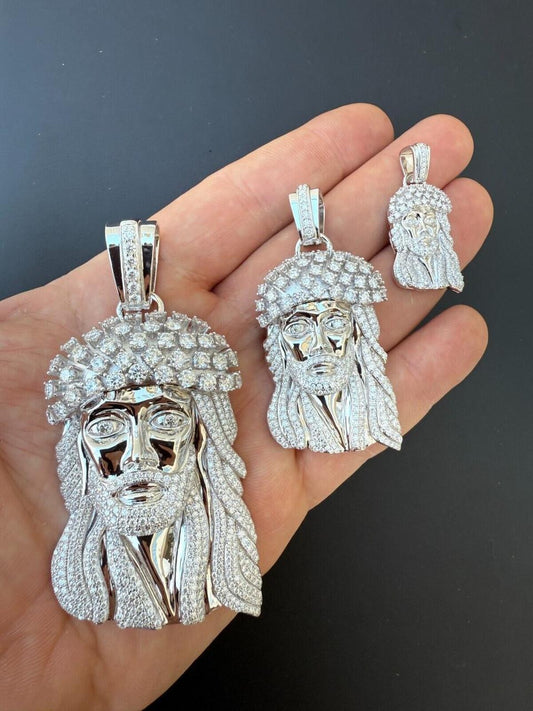 Italiano Silver, Inc. MOISSANITE Tito Biggie Smalls Kufi Jesus Piece Pendant - 925 Silver - 3 Sizes 1"-2.5"