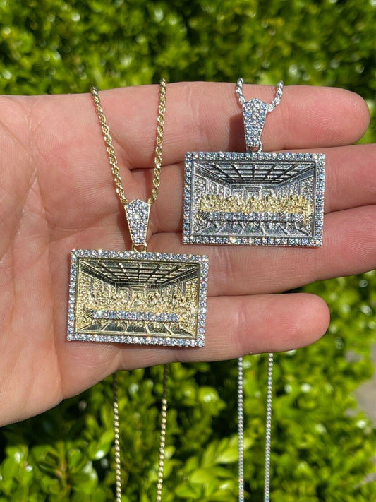 Italiano Silver, Inc Real Solid 925 Silver and Gold Iced Mens Jesus Last Supper Pendant Italy Necklace