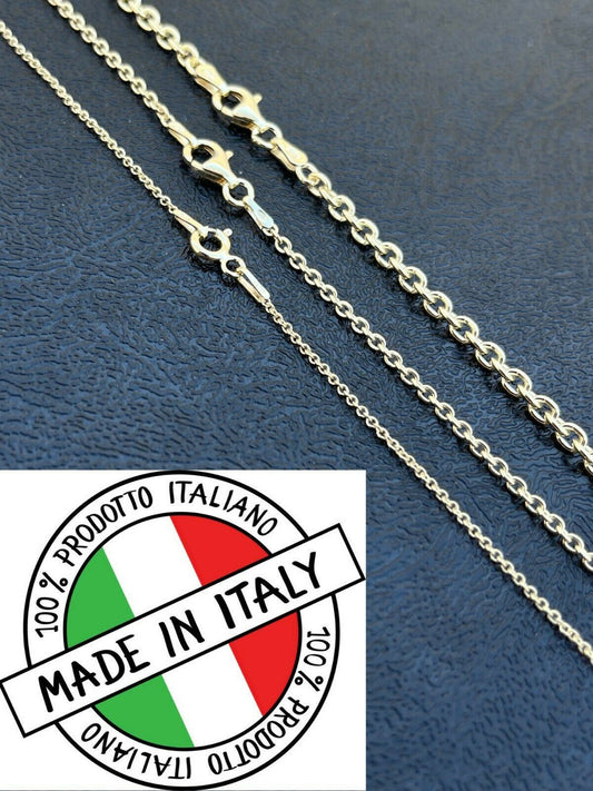 Italiano Silver, Inc Real Solid 925 Sterling Silver 14k Gold Vermeil Anchor Cable Chain Rolo Necklace