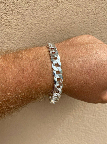 Italiano Silver, Inc Real Solid 925 Sterling Silver Flat Curb Cuban Link Bracelet 3-10mm ITALY MADE