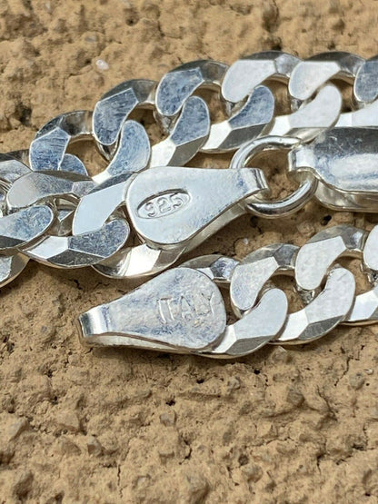 Italiano Silver, Inc Real Solid 925 Sterling Silver Flat Curb Cuban Link Bracelet 3-10mm ITALY MADE