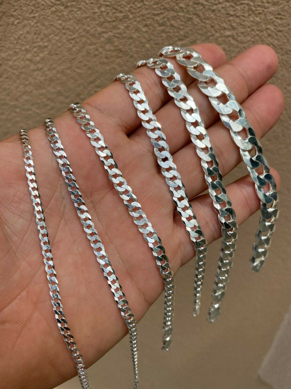 Italiano Silver, Inc Real Solid 925 Sterling Silver Flat Curb Cuban Link Bracelet 3-10mm ITALY MADE