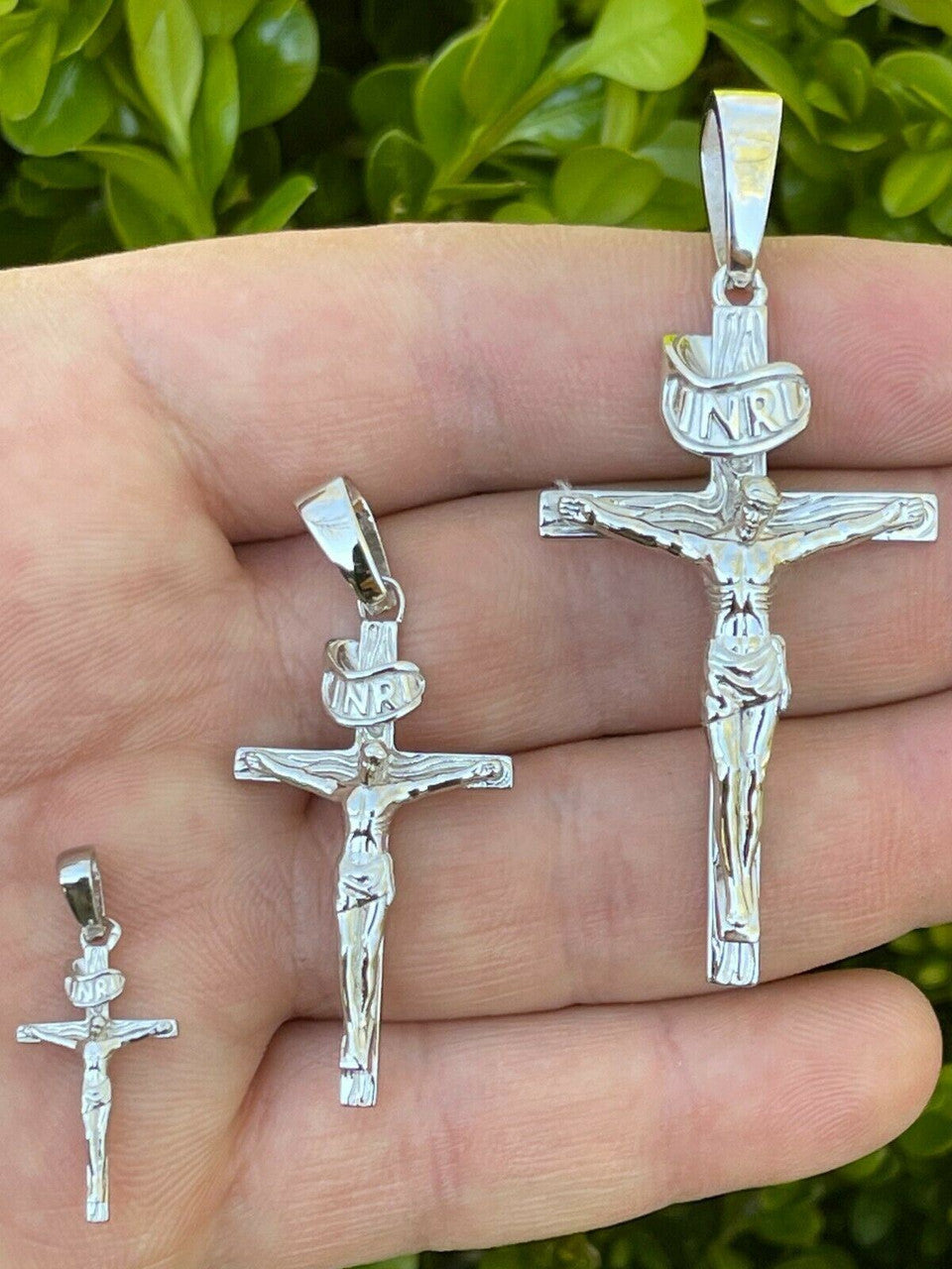 Italiano Silver, Inc Real Solid 925 Sterling Silver Mens Cross Jesus Piece Crucifix Pendant Necklace