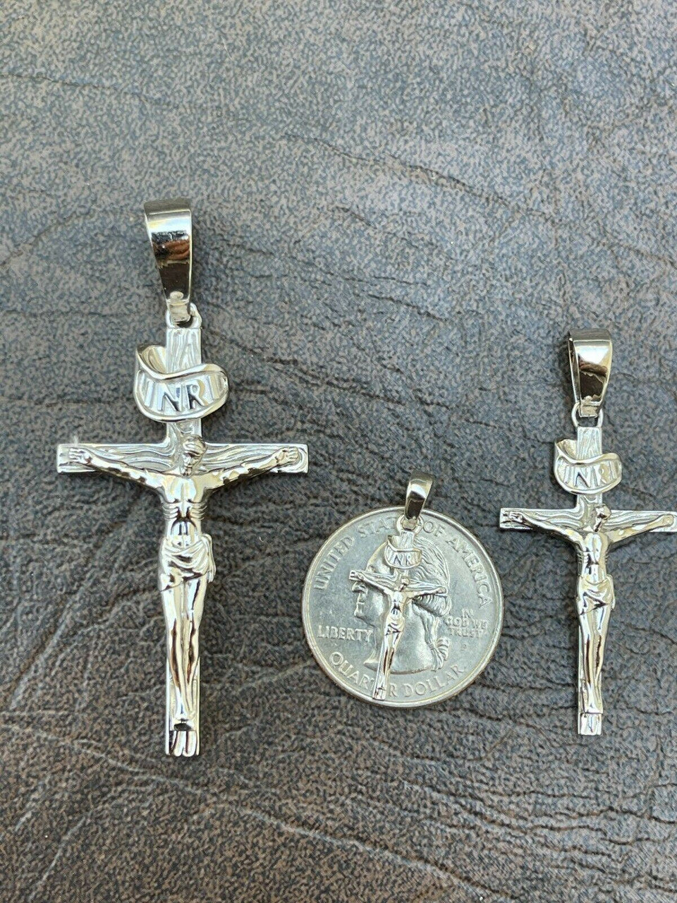 Italiano Silver, Inc Real Solid 925 Sterling Silver Mens Cross Jesus Piece Crucifix Pendant Necklace