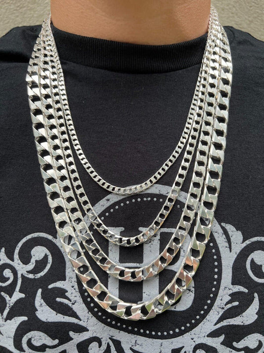 Italiano Silver, Inc Real Solid 925 Sterling Silver SQUARE Miami Cuban Chain Necklace / Bracelet Curb