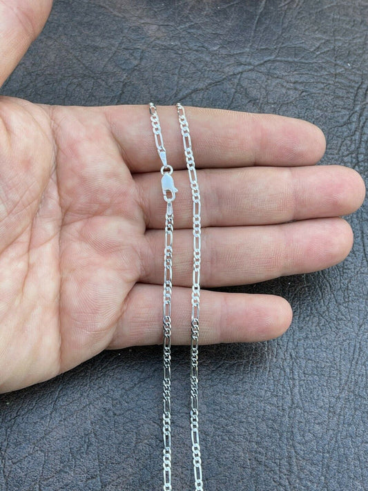 Italiano Silver, Inc Solid 925 Sterling Silver Figaro Chain Necklace Mens Ladies 2.5mm ITALY 16-30