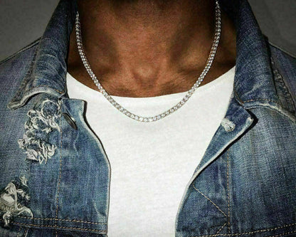 Italiano Silver, Inc Tennis Chain Real Single Row ICED Necklace MOISSANITE PASSES DIAMOND TEST 3-7mm