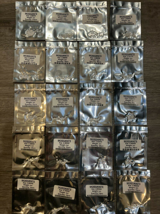 Loose Moissanite Real Gem 0.8mm-3mm ALL SIZES 1ct TW Parcel Melee Stone D VVS
