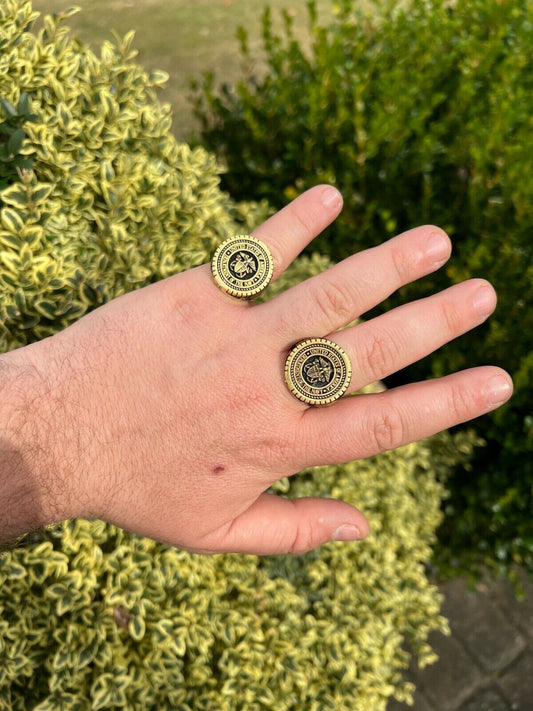 Mens 14k Gold Vermeil 925 Sterling Silver US Navy Military Sailor Army Ring 7-13