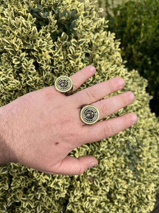 Mens Real 14k Gold Vermeil 925 Silver US Army Military Ring United States 7-13