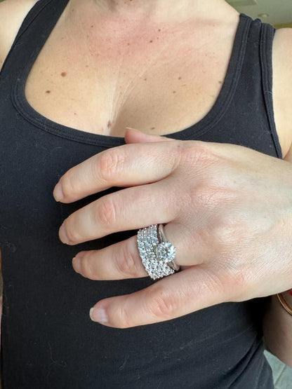 MOISSANITE Real 925 Silver Hip Hop Iced Honeycomb Set Eternity Band 9mm Ring