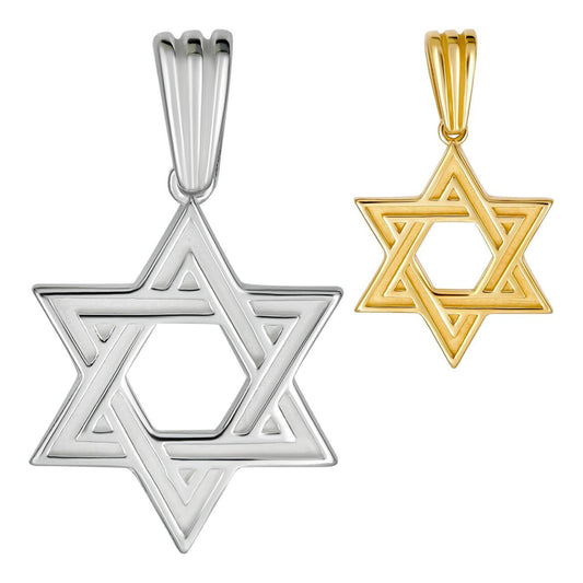 Silver Jewish Classic Star Of David Pendant - 14k Gold Vermeil Or 925 Silver - Small 1"