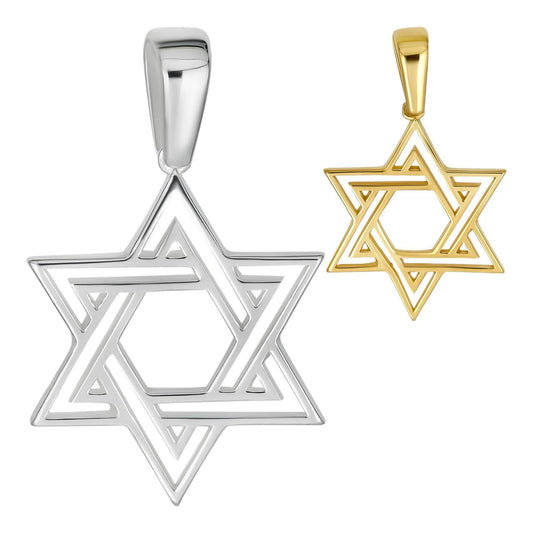Silver Jewish Cutout Star Of David Pendant - 14k Gold Vermeil Or 925 Silver - Medium 1.5"