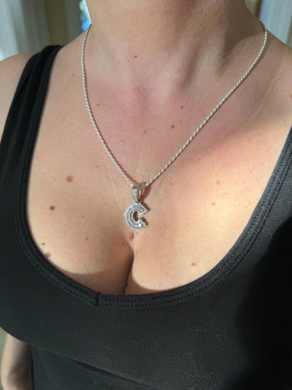 Silver Moissanite Gothic Small Initial Letter 925 Silver / Gold Pendant Iced Out Necklace