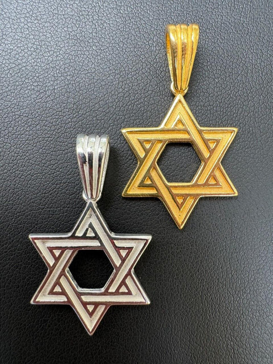 Silver Star Of David Jewish Star 925 Silver / 14k Gold Vermeil 1" Magen David Pendant
