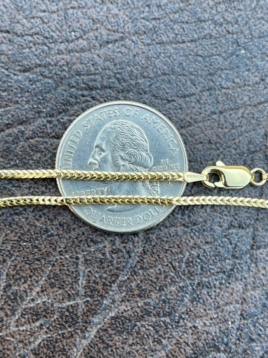 Solid 14k Gold Franco Link Chain 1.5mm Necklace For Pendant Mens Ladies 16-24
